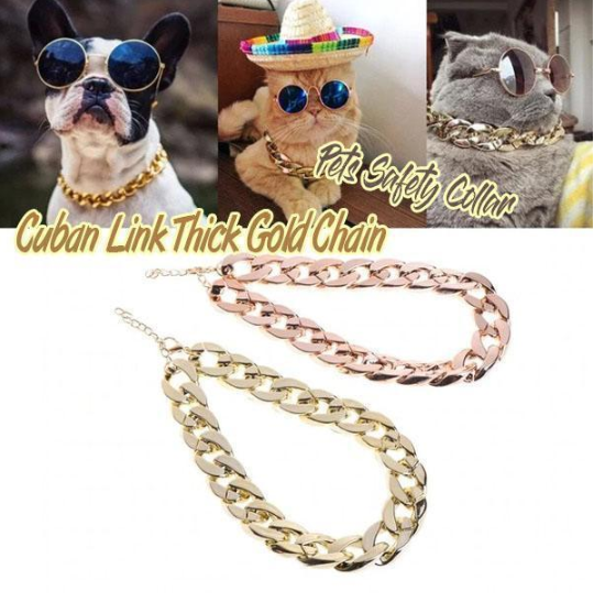 Cuban Link Thick Gold Chain Pets Safety Collar